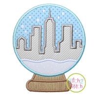 Snow Globe Cityscape Applique | Machine Embroidery Designs by JuJu