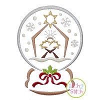 Snow Globe Manger Embroidery | Machine Embroidery Designs by JuJu