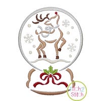 Snow Globe Reindeer Embroidery | Machine Embroidery Designs by JuJu