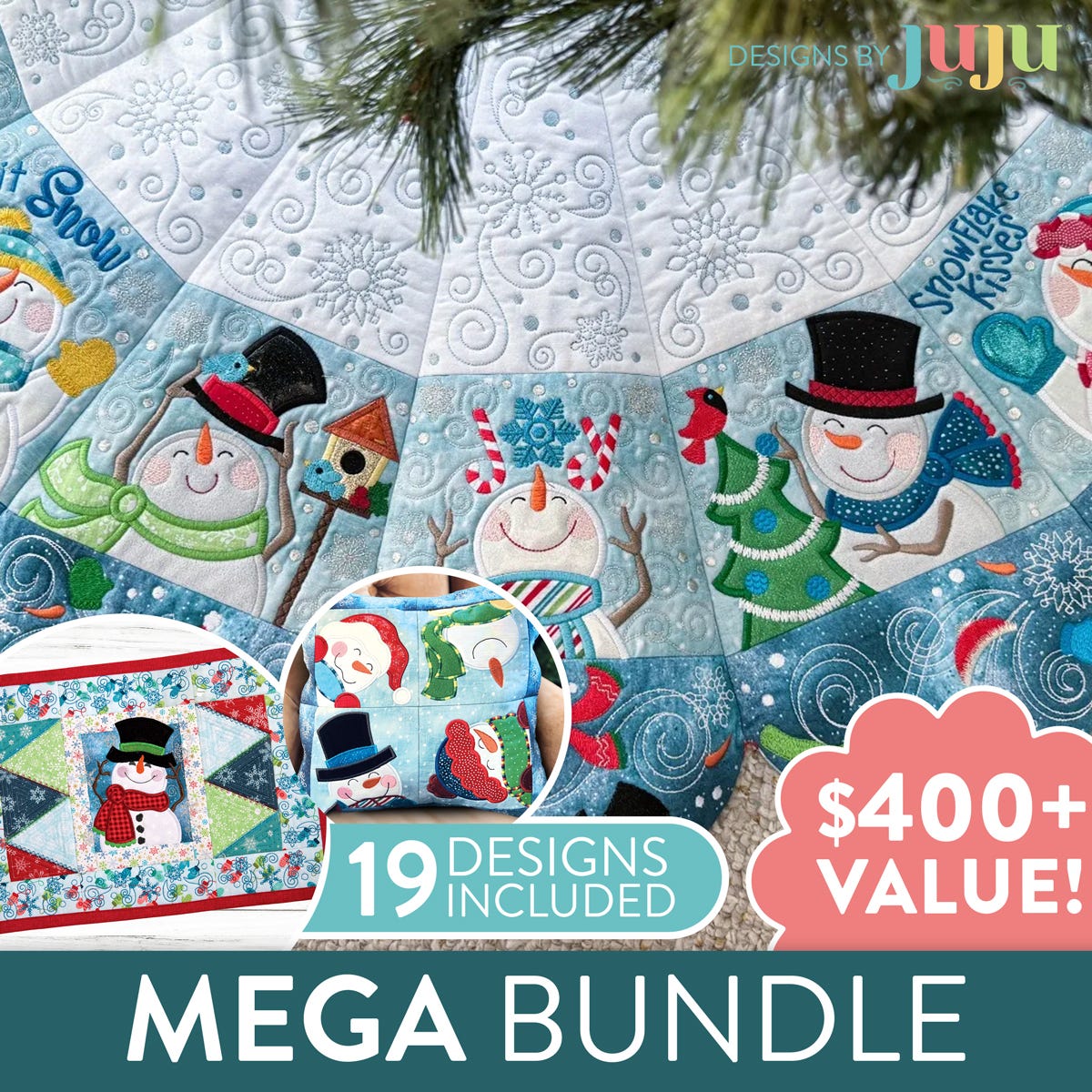 Winter Snowman In The Hoop and Quilting Mega Bundle