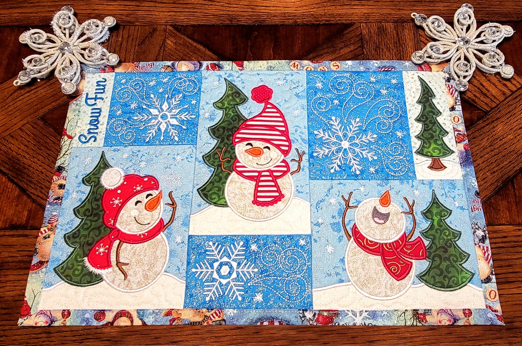 ITH Snowman Placemat | Machine Embroidery Designs by JuJu