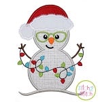 Snowman Glasses Lights Applique | Machine Embroidery Designs by JuJu