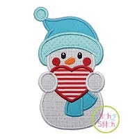 Snowman Holding Heart Applique | Machine Embroidery Designs by JuJu