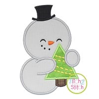 Snowman Hugging Tree Boy Applique | Machine Embroidery Designs by JuJu