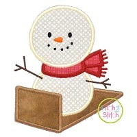 Snowman Sled Applique | Machine Embroidery Designs by JuJu
