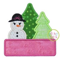 Snowman Trees Girl Applique | Machine Embroidery Designs by JuJu