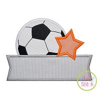 Soccer Ball Star Banner Applique Design | Machine Embroidery Designs by JuJu