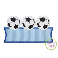 Soccer Ball Trio Banner Applique Design | Machine Embroidery Designs by JuJu