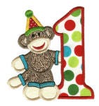 Birthday Sock Monkey Numbers Applique Machine Embroidery Designs by JuJu 