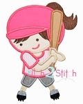 Softball Girl Applique | Machine Embroidery Designs by JuJu
