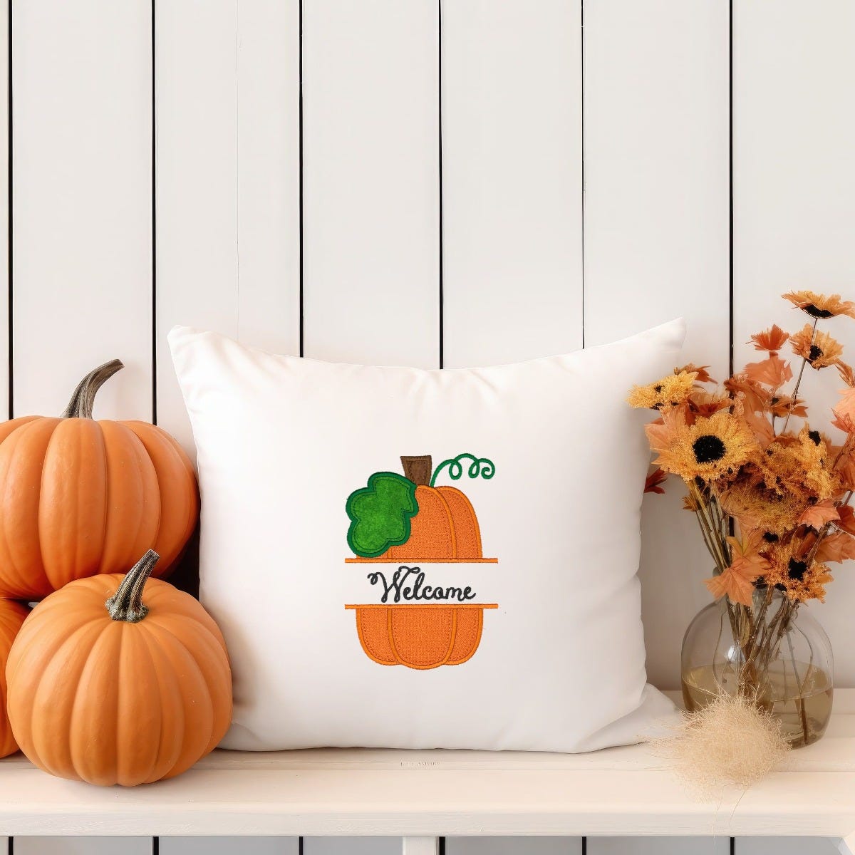 Split Pumpkin Applique | Machine Embroidery Designs by JuJu