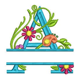 Split Floral Monogram Machine Embroidery Designs by JuJu