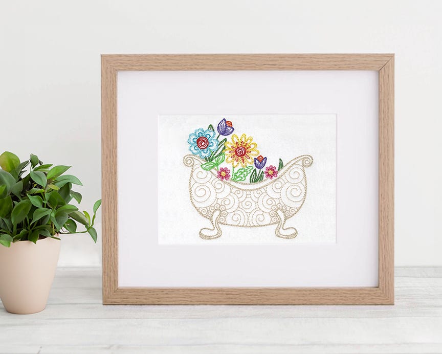 Spring Garden Sketch Tub | Machine Embroidery Designs by JuJu	