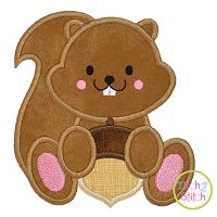 Squirrel Acorn Boy 2 Applique | Machine Embroidery Designs by JuJu