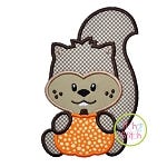 Squirrel with Pumpkin Boy Applique | Machine Embroidery Designs by JuJu