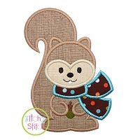 Squirrel with Scarf Boy Applique | Machine Embroidery Designs by JuJu