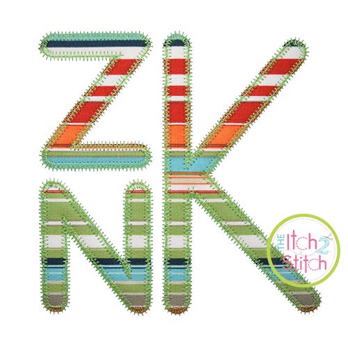 Stacked Sans Zig Zag Applique Monogram Font | Machine Embroidery Designs by JuJu