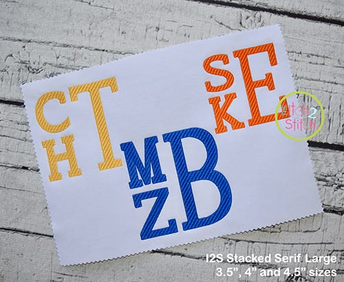 Stacked Serif Large Embroidery Monogram Font | Machine Embroidery Designs by JuJu