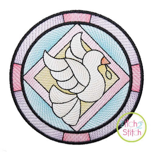 Itch 2 Stitch Stained Glass Dove Sketch Digital Embroidery Machine Designs by JuJu