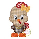 Standing Hen Girl Applique | Machine Embroidery Designs by JuJu