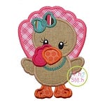 Standing Turkey Girl Applique | Machine Embroidery Designs by JuJu