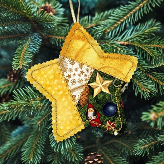 ITH Crazy Patch Ornament Star | Machine Embroidery Designs by JuJu