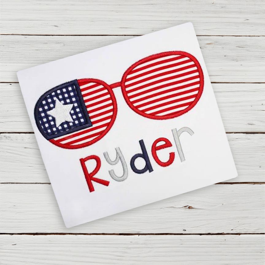Patriotic Sunglasses | Machine Embroidery Designs by JuJu