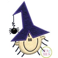 Stick Figure Witch Face Applique | Machine Embroidery Designs by JuJu