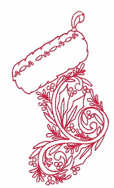 Jacobean Christmas Redwork Machine Embroidery Designs by JuJu