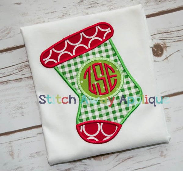 Christmas Stocking Monogram Circle | Machine Embroidery Designs by JuJu/ Stitch Away Applique 