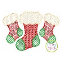 Stocking Trio Motif Embroidery | Machine Embroidery Designs by JuJu