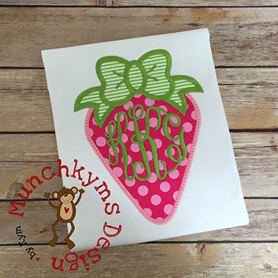 Strawberry Bow | Machine Embroidery Designs by JuJu