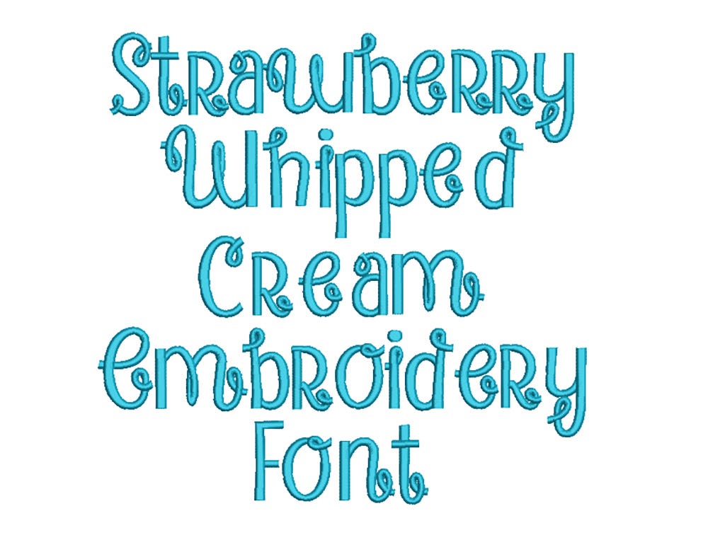 Strawberry Whipped Cream Embroidery Font | Machine Embroidery Designs by JuJu