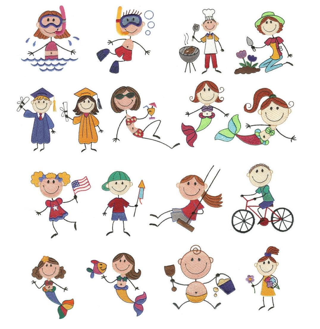 Summer Time Stix Family Machine Embroidery Designs by JuJu