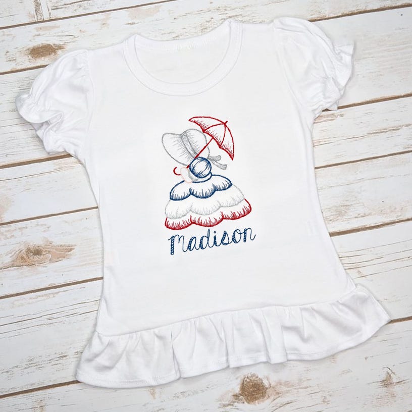 Sunbonnet Belles Vintage Sketch 2 | Machine Embroidery Designs by JuJu