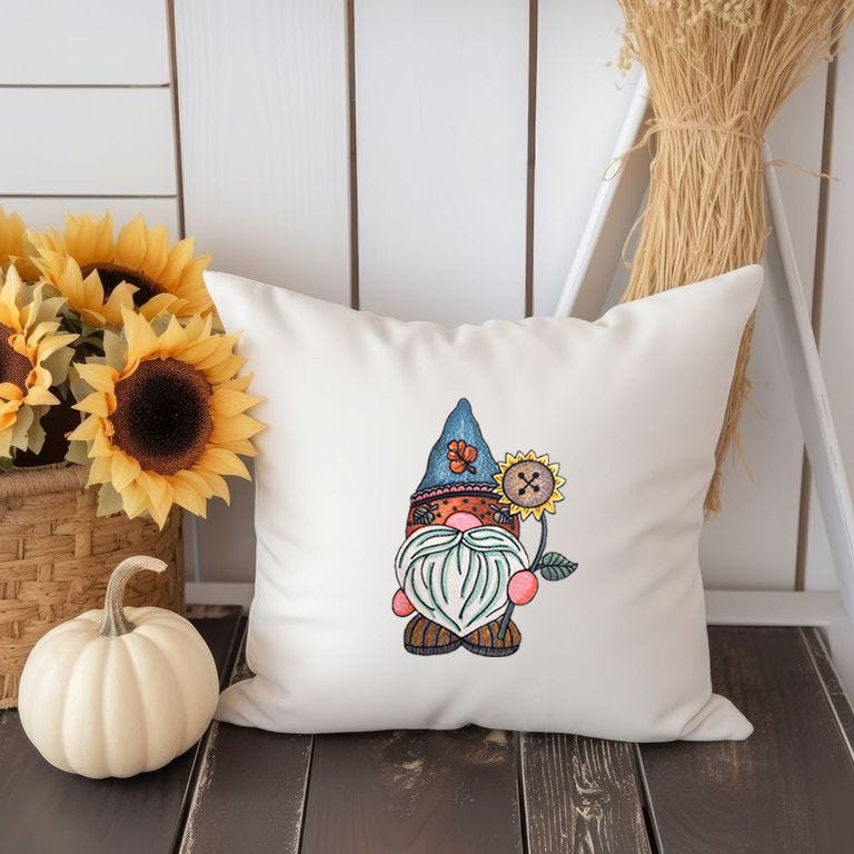 Sunflower Gnome | Machine Embroidery Designs by JuJu