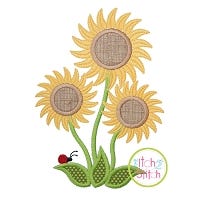 Sunflower Trio Applique | Machine Embroidery Designs by JuJu