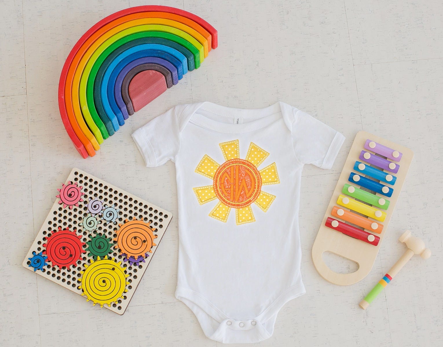 Sunshine Monogram Frame | Machine Embroidery Designs by JuJu