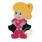 Superhero Standing Girl Applique | Machine Embroidery Designs by JuJu