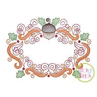 Super Swirly Acorn Frame Sketch Embroidery | Machine Embroidery Designs by JuJu