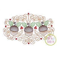 Super Swirly Acorn Trio Sketch Embroidery | Machine Embroidery Designs by JuJu