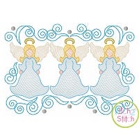 Super Swirly Angel Trio Sketch Embroidery | Machine Embroidery Designs by JuJu