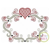 Super Swirly Heart Frame Sketch Embroidery Design | Machine Embroidery Designs by JuJu