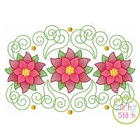 Super Swirly Poinsettia Trio Sketch Embroidery | Machine Embroidery Designs by JuJu
