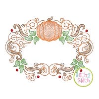Super Swirly Pumpkin Frame Sketch Embroidery | Machine Embroidery Designs by JuJu