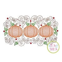 Super Swirly Pumpkin Trio Sketch Embroidery | Machine Embroidery Designs by JuJu