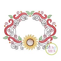 Super Swirly Sunflower Frame Sketch Embroidery | Machine Embroidery Designs by JuJu