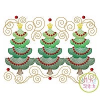 Super Swirly Tree Trio Sketch Embroidery | Machine Embroidery Designs by JuJu