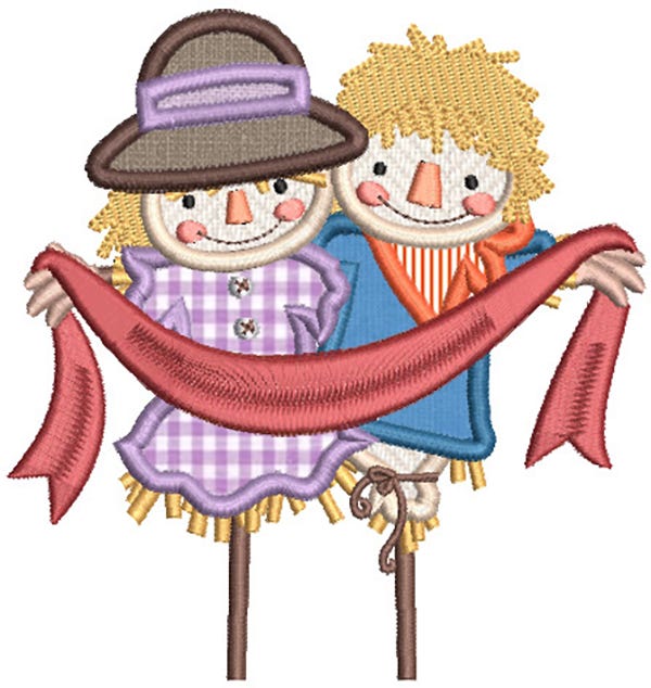 Sweet Scarecrows Applique Machine Embroidery Designs by JuJu 