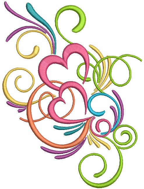 Swirly Hearts Machine Embroidery Designs by Juju